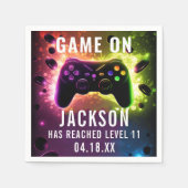 Niveau omhoog! Neon Video Game Verjaardagsfeest Servet (Voorkant)