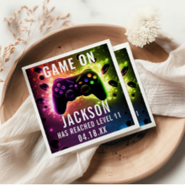 Niveau omhoog! Neon Video Game Verjaardagsfeest Servet