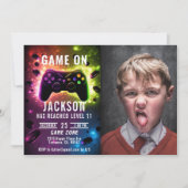 Niveau omhoog! Neon Video Game Verjaardagsfeestje  Kaart (Voorkant)