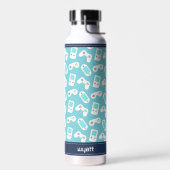 Niveau omhoog | Retro Video Game Patroon Gepersona Waterfles (Links)