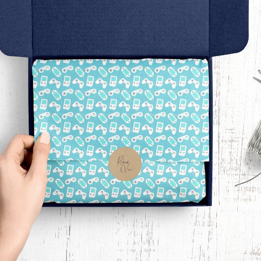 Niveau omhoog | Retro videogame patroon Tissuepapier