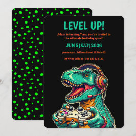Niveau omhoog T-Rex Boy's verjaardagsfeestje uitno Kaart