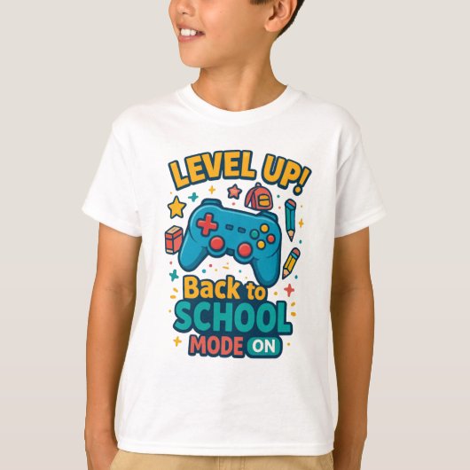 Niveau omhoog! Terug naar School Mode ON - Gamer K T-shirt (Voorkant)