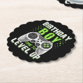 Niveau Omhoog Verjaardag Jongen Videospel Kartonnen Onderzetters (Gekanteld)