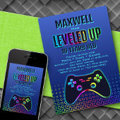 Niveau Omhoog Video Game Controller Verjaardag Kaart