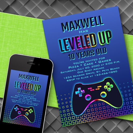 Niveau Omhoog Video Game Controller Verjaardag Kaart