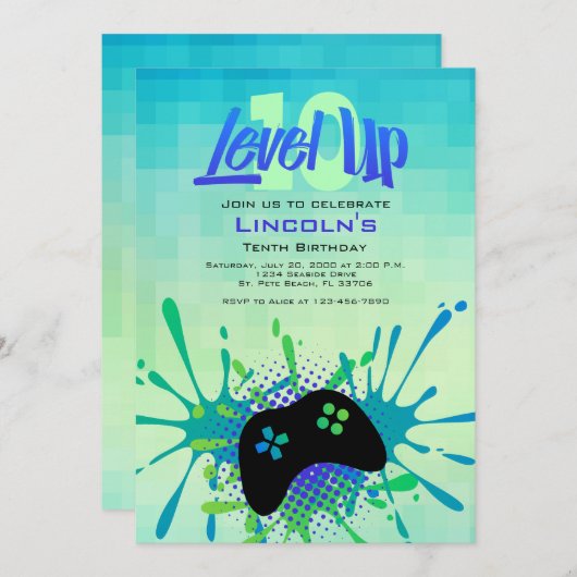 Niveau Omhoog Video Game Controller Verjaardag Kaart (Voorkant / Achterkant)