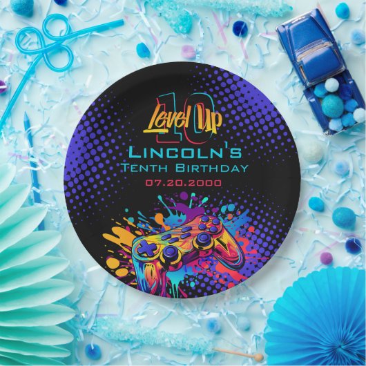 Niveau Omhoog Video Game Controller Verjaardag Papieren Bordje (Feest)