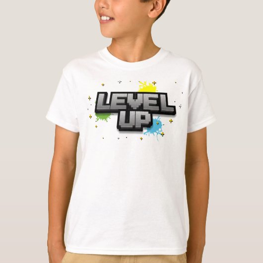 Niveau omhoog! Video Pixel Art Birthday T-Shirt (Voorkant)