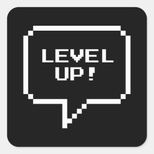 Niveau omhoog! vierkante sticker