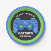 Niveau onvergrendelde Birthday Gamer op maat Papieren Bordje (Voorkant)