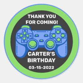 Niveau onvergrendelde Birthday Gamer op maat Ronde Sticker