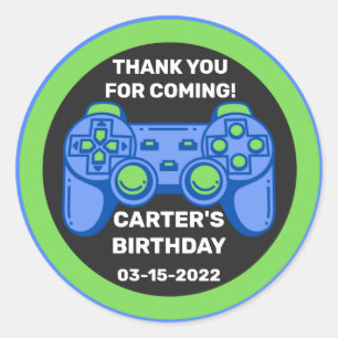 Niveau onvergrendelde Birthday Gamer op maat Ronde Sticker