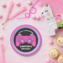 Niveau onvergrendelde Birthday Gamer op maat van p Papieren Bordje