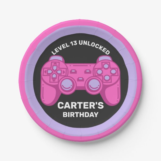 Niveau onvergrendelde Birthday Gamer op maat van p Papieren Bordje (Voorkant)