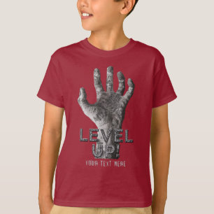 "Niveau op!" aangepaste tekst Zombie Handkleding T-shirt