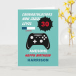 Niveau op gamer Aangepaste leeftijd Happy Birthday Kaart<br><div class="desc">Alleen voor al die volwassenen die graag computerspellen op hun consoles spelen, weet je wie, ze kunnen zichzelf niet uit hun kamer slepen. Dit ontwerp "Gefeliciteerd je niveau gemaakt" met het afbeelding van een controller is gemakkelijk aan te passen met een naam, leeftijd en bericht, voor die extra speciale aanraking...</div>