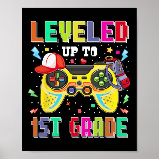 Niveau tot 1e klas gamer eerste dag jongens terug poster (Voorkant)