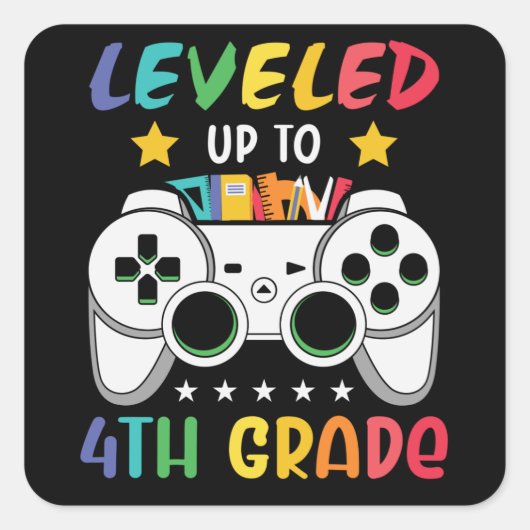 Niveau Tot 4e klas Terug naar School Video Gamer Vierkante Sticker (Voorkant)