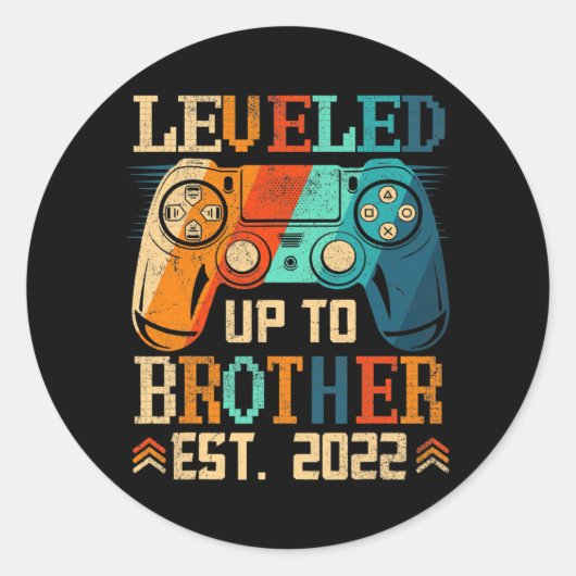 Niveau tot Broer EST 2022  videospel Ronde Sticker (Voorkant)
