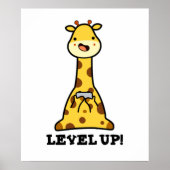 Niveau Up Funny Giraffe Pun Poster (Voorkant)