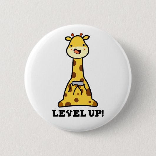 Niveau Up Funny Giraffe Pun Ronde Button 5,7 Cm (Voorkant)