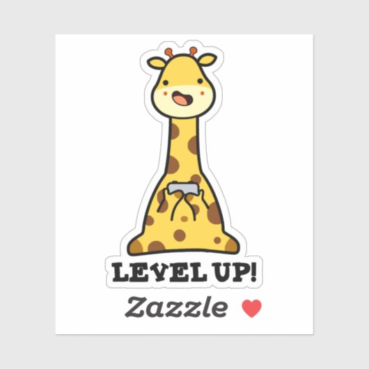 Niveau Up Funny Giraffe Pun Sticker (Vel)