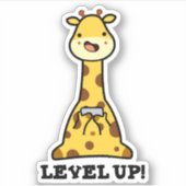 Niveau Up Funny Giraffe Pun Sticker (Voorkant)