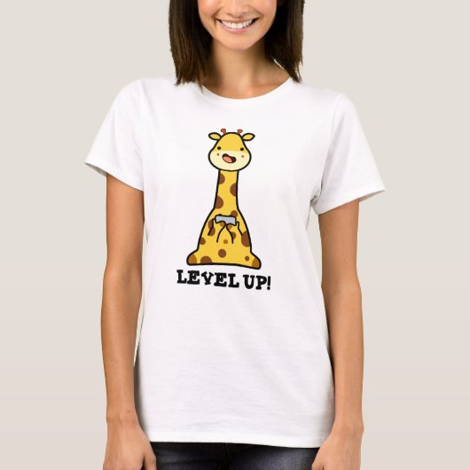 Niveau Up Funny Giraffe Pun T-shirt (Voorkant)