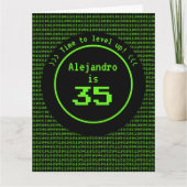 Niveau Up Retro Gaming & Machine Code Any Age Man Kaart (Voorkant)