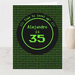 Niveau Up Retro Gaming & Machine Code Any Age Man Kaart