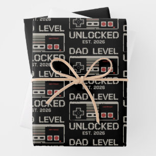 Niveau vader ontgrendeld 2026 Binnenkort Gamerpapa Inpakpapier Vel