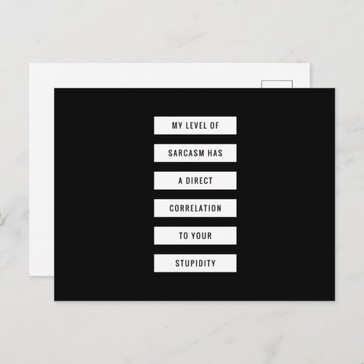 Niveau van Sarcasm uw stoofheid Funny Briefkaart (Voorkant / Achterkant)