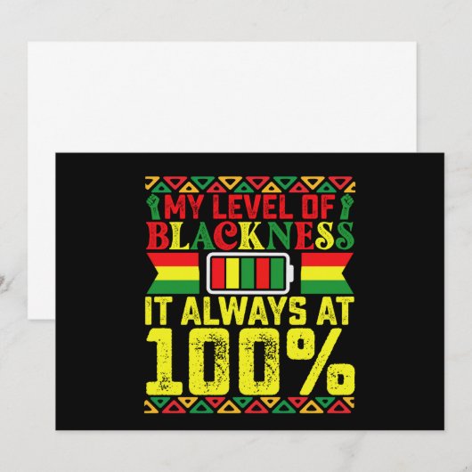 Niveau van zwartheid Juneteenth Black Geschiedenis Kaart (Voorkant / Achterkant)