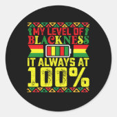Niveau van zwartheid Juneteenth Black Geschiedenis Ronde Sticker (Voorkant)