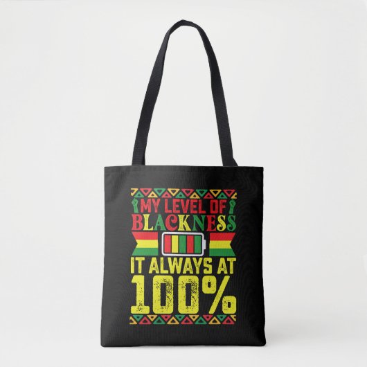 Niveau van zwartheid Juneteenth Black Geschiedenis Tote Bag (Voorkant)