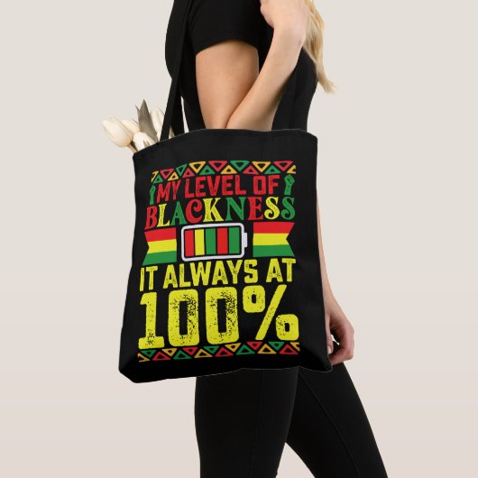Niveau van zwartheid Juneteenth Black Geschiedenis Tote Bag (Dichtbij)