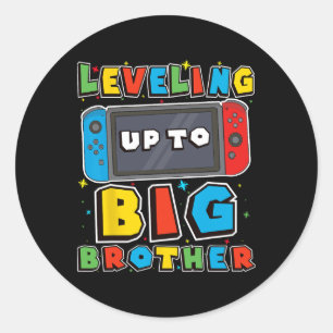Niveau Verhogen Naar Grote Broer Voor Gamer Jongen Ronde Sticker