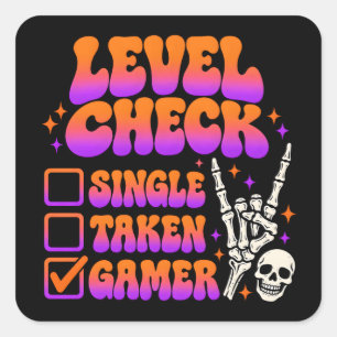 Niveaucheck gamer humor voor gaming fans vierkante sticker