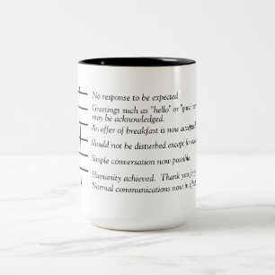 Niveaus van Humanity-mok van de koffiegrafiek. Tweekleurige Koffiemok