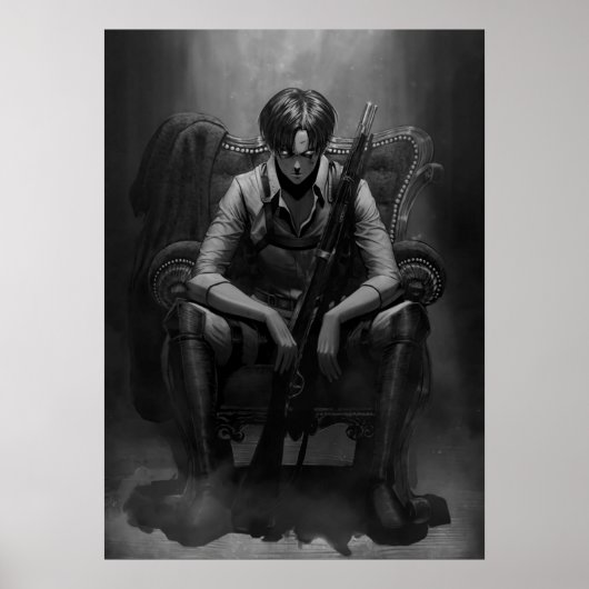 Niveaus zwart-wit Capten met Pistool Poster (Voorkant)