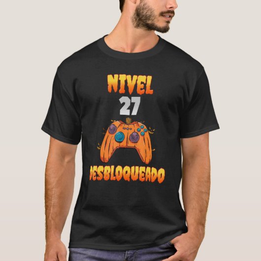 Nivel 27 Desbloqueado 27 Años de Edad Cumpleaños V T-shirt (Voorkant)