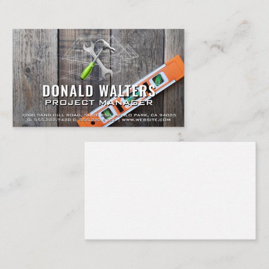 Niveller en Hout | Handgereedschap Blauwdruk Visitekaartje (Voorkant / Achterkant)