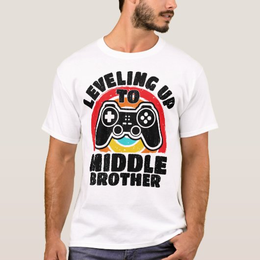 Nivelleren tot Middle Brother Grappige Gamer T-shirt (Voorkant)