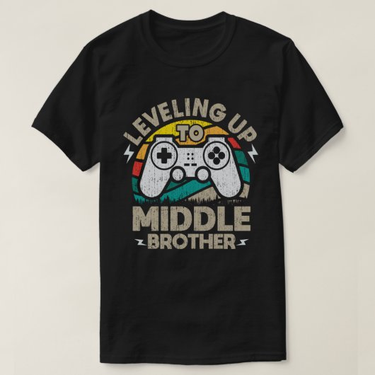 Nivelleren tot Middle Brother Grappige Gamer T-shirt (Design voorkant)