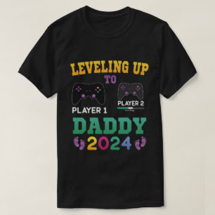 Nivelleren tot papa 2024, Gamer nieuwe vader 2024 T-shirt