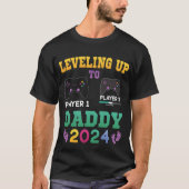 Nivelleren tot papa 2024, Gamer nieuwe vader 2024 T-shirt (Voorkant)