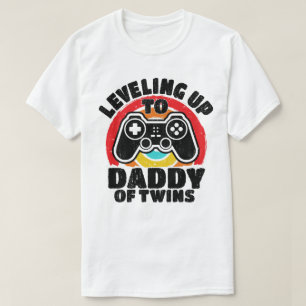Nivelleren tot papa van tweelingen gaming gamer pa t-shirt