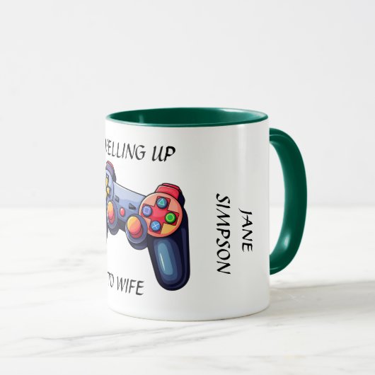 Nivelleren tot vrouw. Pas getrouwd bruidscadeau Mok (Voorkant rechts)