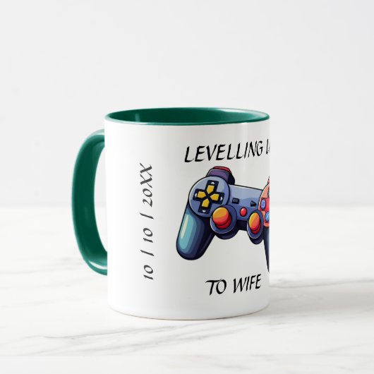 Nivelleren tot vrouw. Pas getrouwd bruidscadeau Mok (Voorkant links)